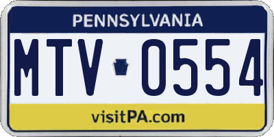 PA license plate MTV0554