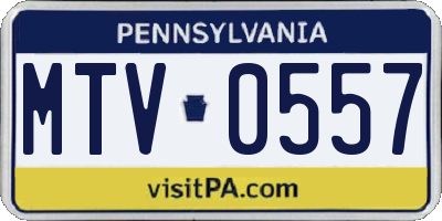PA license plate MTV0557