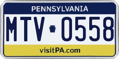 PA license plate MTV0558