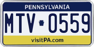 PA license plate MTV0559