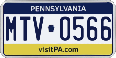 PA license plate MTV0566