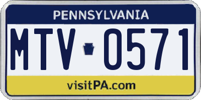 PA license plate MTV0571
