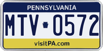 PA license plate MTV0572