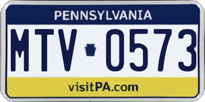 PA license plate MTV0573