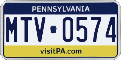 PA license plate MTV0574