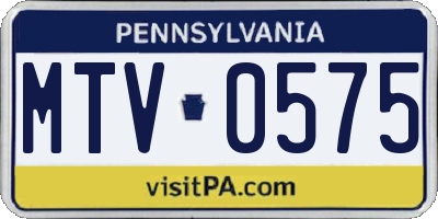 PA license plate MTV0575