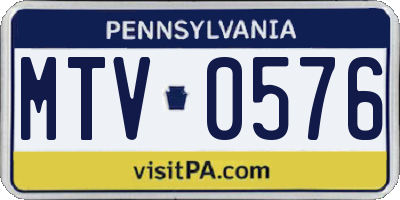 PA license plate MTV0576