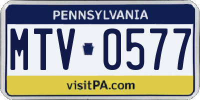 PA license plate MTV0577