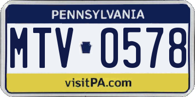 PA license plate MTV0578