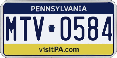 PA license plate MTV0584