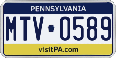 PA license plate MTV0589
