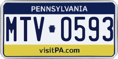 PA license plate MTV0593
