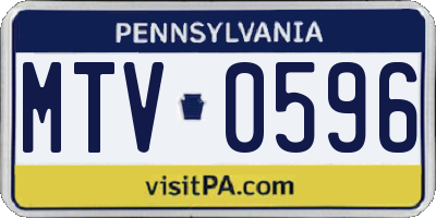 PA license plate MTV0596
