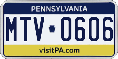 PA license plate MTV0606