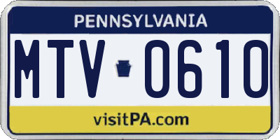 PA license plate MTV0610