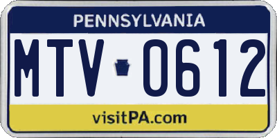 PA license plate MTV0612