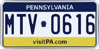 PA license plate MTV0616