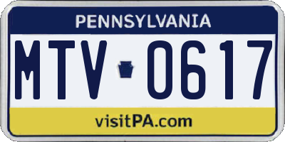 PA license plate MTV0617
