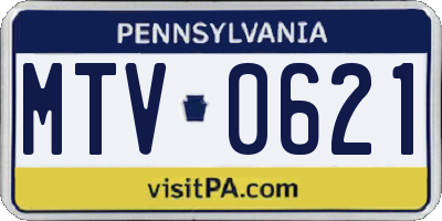 PA license plate MTV0621