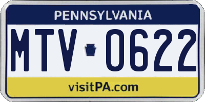PA license plate MTV0622