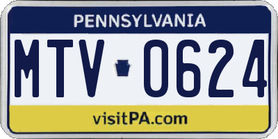 PA license plate MTV0624