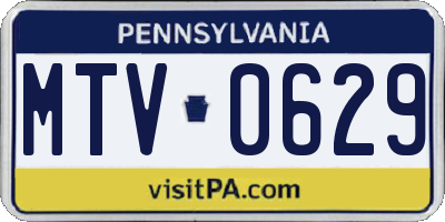 PA license plate MTV0629