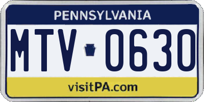 PA license plate MTV0630