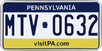 PA license plate MTV0632