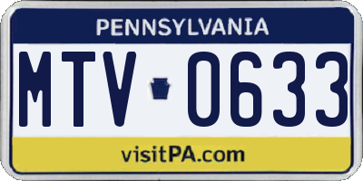 PA license plate MTV0633