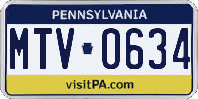 PA license plate MTV0634