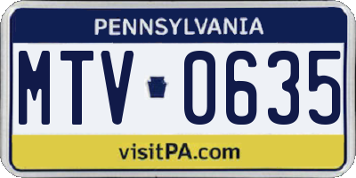 PA license plate MTV0635