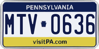 PA license plate MTV0636