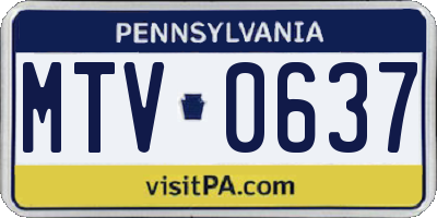 PA license plate MTV0637