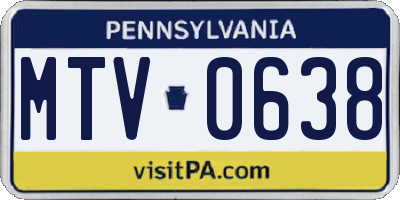 PA license plate MTV0638
