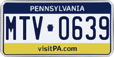 PA license plate MTV0639