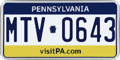 PA license plate MTV0643