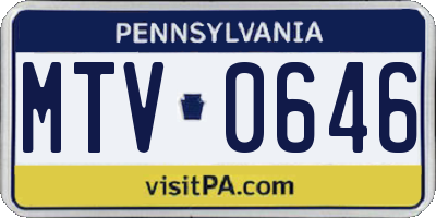 PA license plate MTV0646