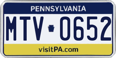 PA license plate MTV0652