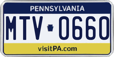 PA license plate MTV0660