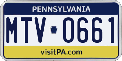 PA license plate MTV0661