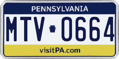 PA license plate MTV0664