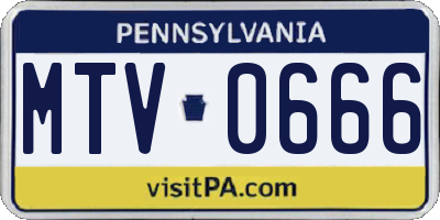 PA license plate MTV0666