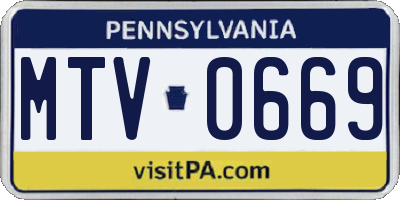 PA license plate MTV0669