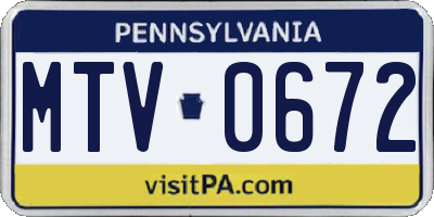 PA license plate MTV0672
