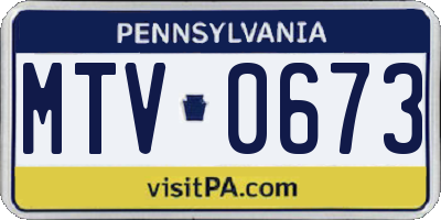 PA license plate MTV0673