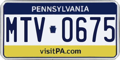 PA license plate MTV0675