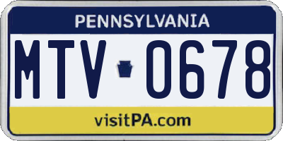 PA license plate MTV0678
