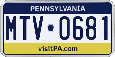 PA license plate MTV0681