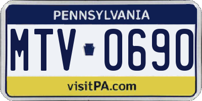 PA license plate MTV0690