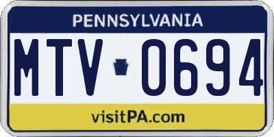 PA license plate MTV0694
